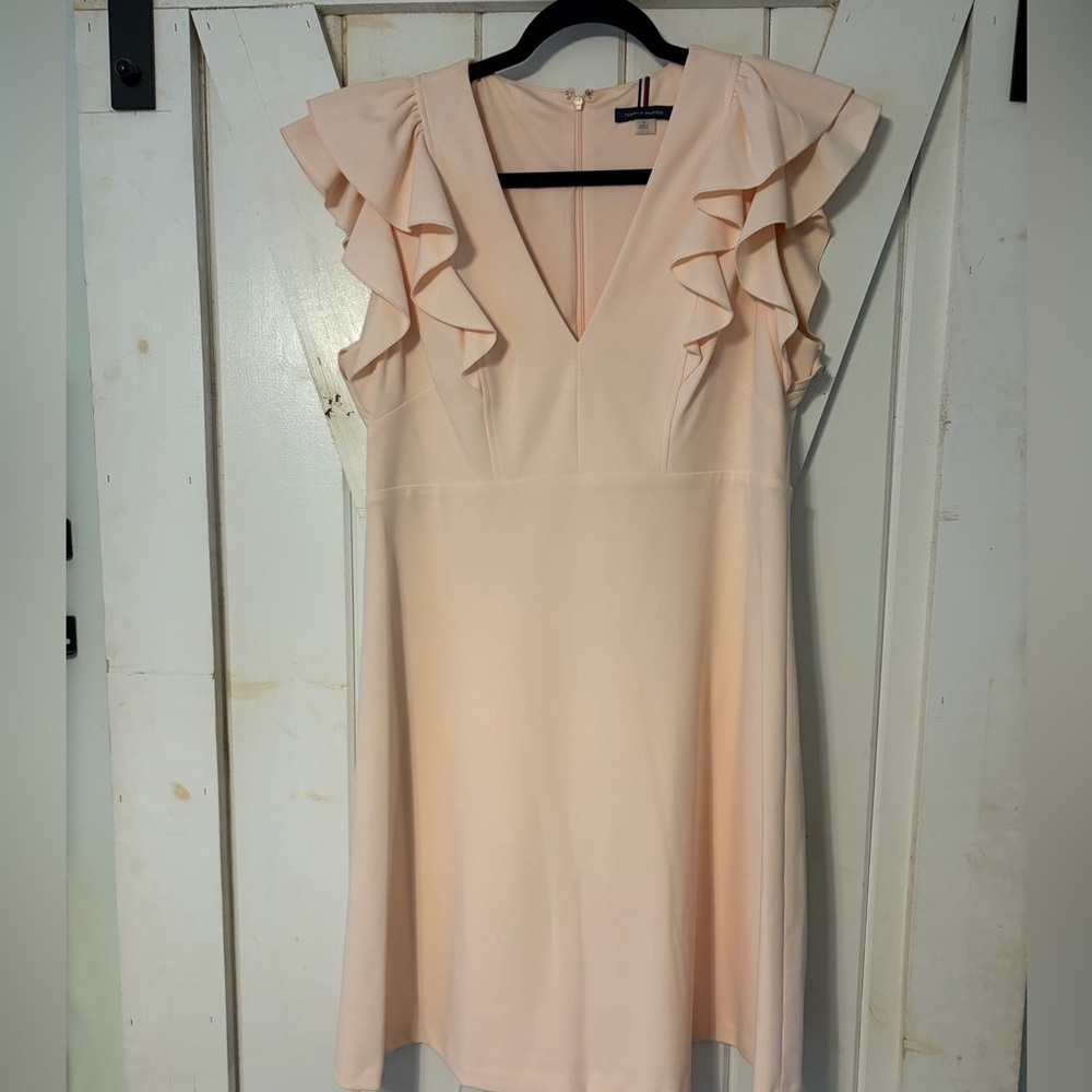Tommy Hilfiger light pink ruffle sleeve dress